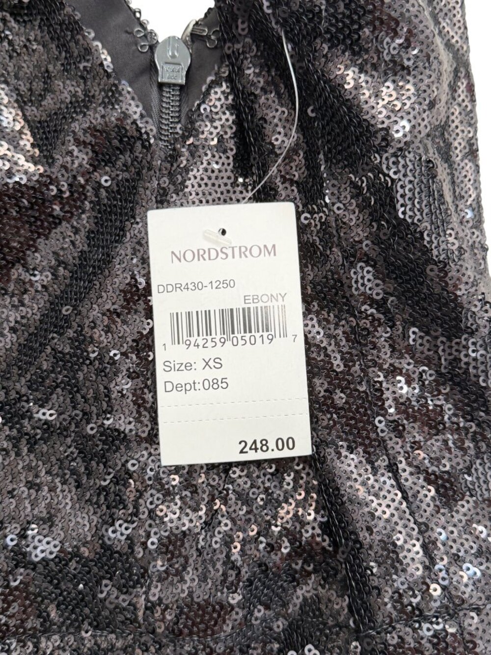 Dress The Population Sz XS Black Mary Sequin Dress Cocktail Sleeveless Midi NEW - Picture 5 of 8